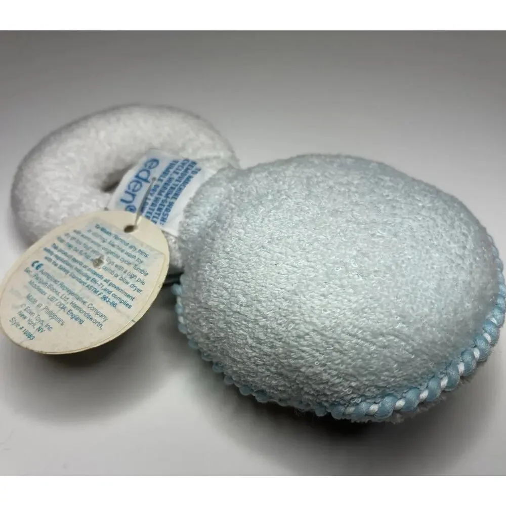 Vintage Eden Terry Cloth Rattle Plush White Pastel Train Baby Toy With Tags